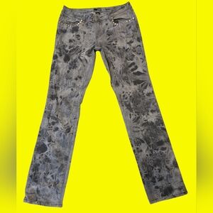 Gray Tie-Dye Studded Jeans